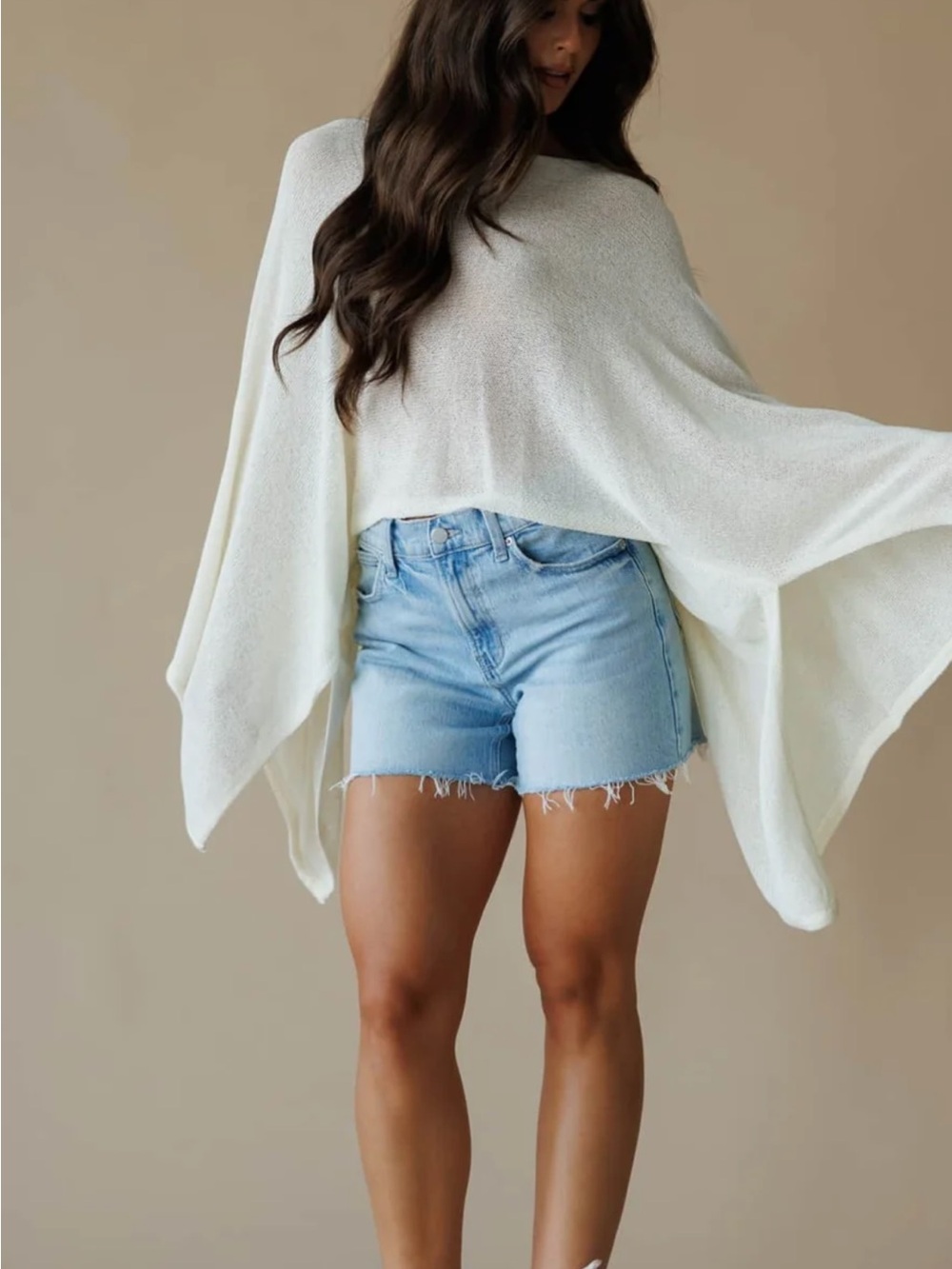 Promesa Cream Off-Shoulder Flowy Crop Top